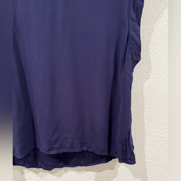 Chaser Navy Blue High Neckline Boxy Fit Slightly Cropped T-Shirt Top Size Medium - Picture 5 of 11